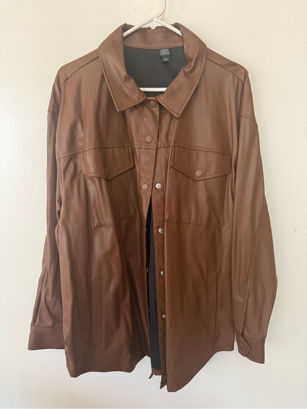wild fable Brown Faux Leather Shirt Jacket